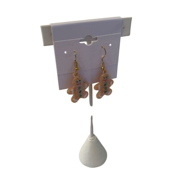 Gingerbread Man Christmas Cookie Earrings - Picture 2 of 6